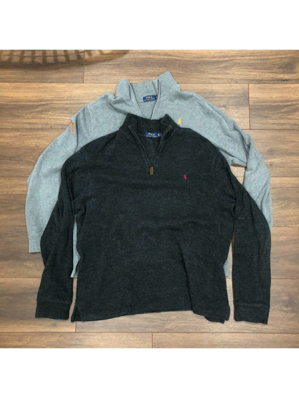Polo Ralph Lauren Mens Sz XL Quarter Zip Sweater Gray Cotton Mock Neck LOT OF 2